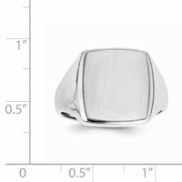 14K White Gold 13.0x 15.0mm Rectangle Open Back Mens Signet Ring view 5