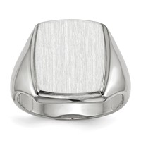 14K White Gold 13.0x 15.0mm Rectangle Open Back Mens Signet Ring view 1