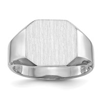 14K White Gold 12.5x11.5mm Octagon Open Back Signet Ring view 1
