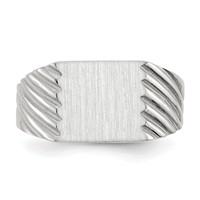 14K White Gold 9.0x 10.0mm Rectangle Closed Back Signet Ring view 4