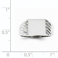 14K White Gold 9.0x 10.0mm Rectangle Closed Back Signet Ring view 5