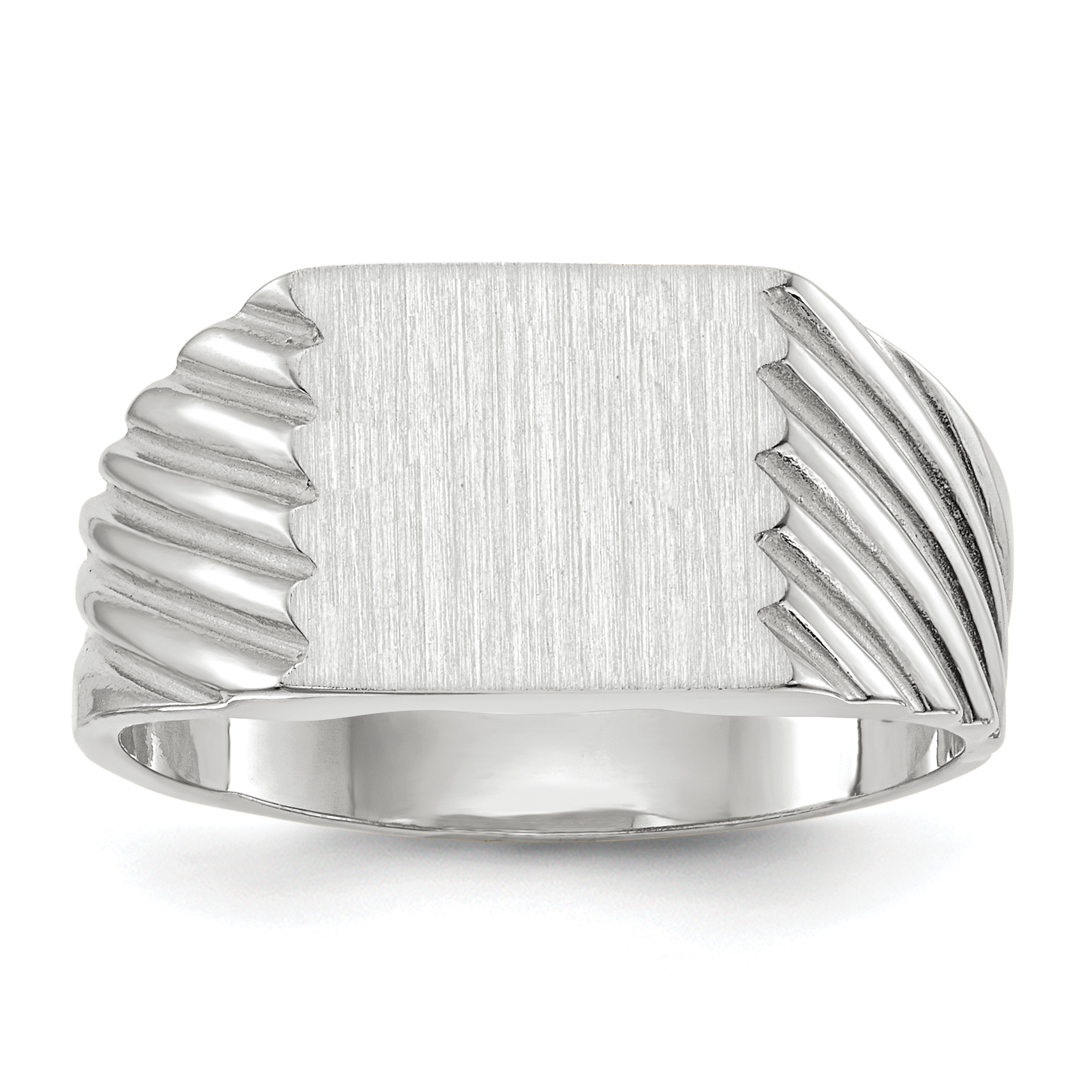 14k White Gold 9.0x10.0mm Closed Back Signet Ring (RS623)