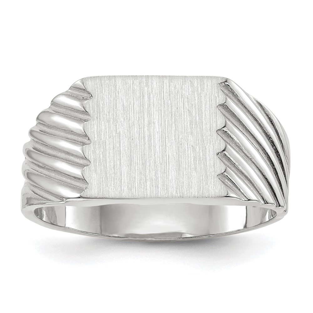 14k White Gold 9.0×10.0mm Closed Back Signet Ring