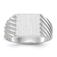 14K White Gold 9.0x 10.0mm Rectangle Closed Back Signet Ring view 1