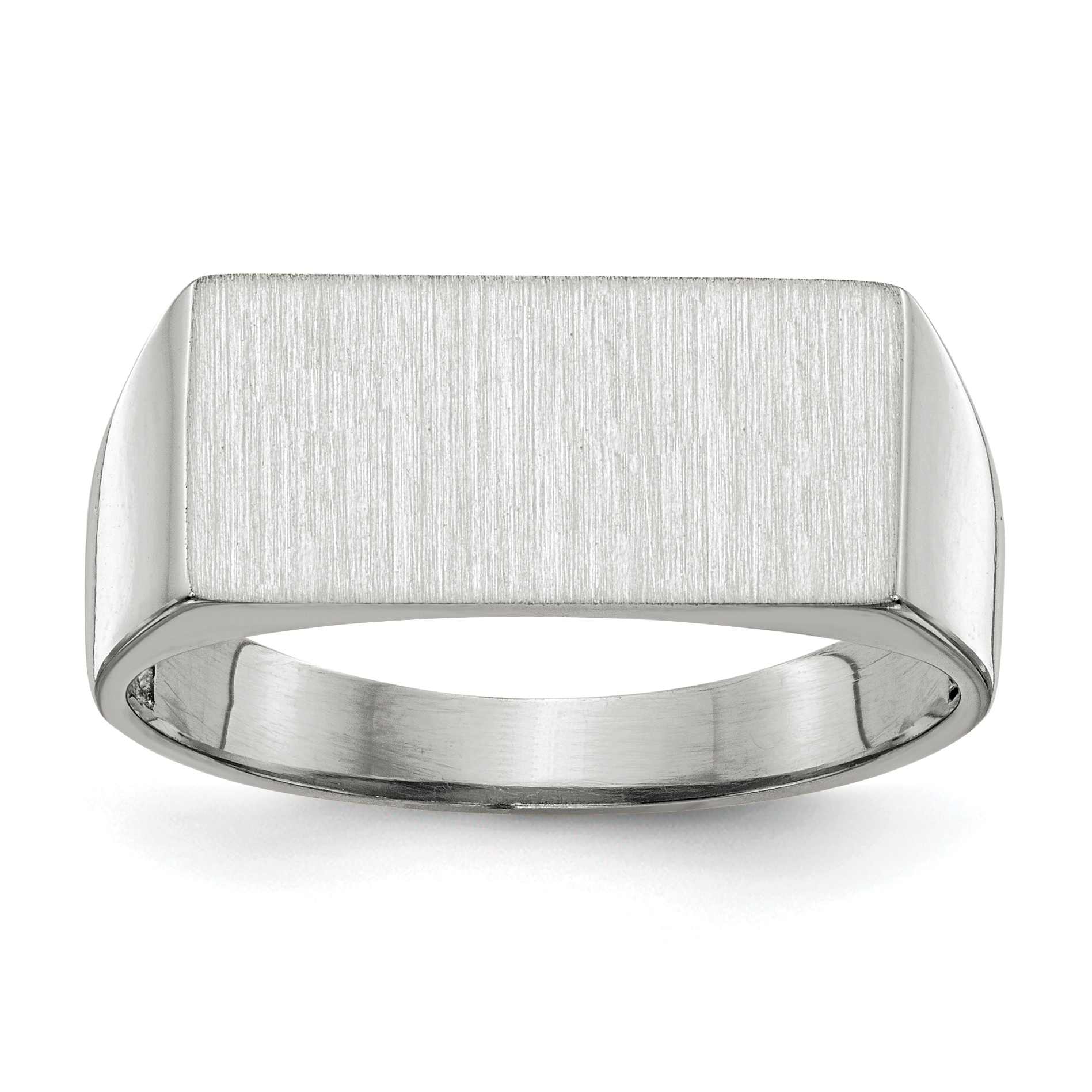14k White Gold 16.5x8.0mm Closed Back Signet Ring (RS626)