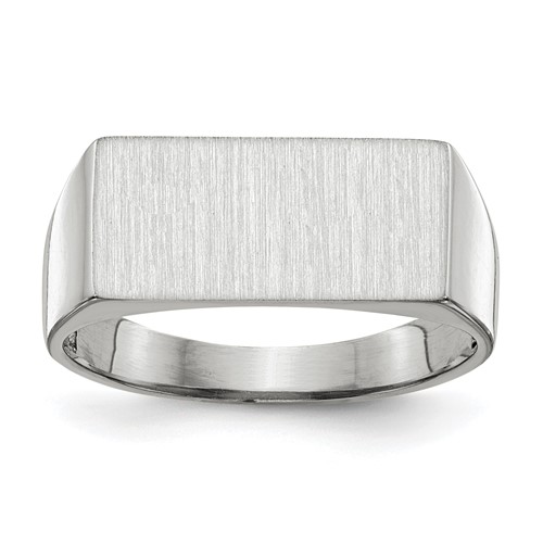 14K White Gold 16.5x 8.0mm Rectangle Closed Back Signet Ring