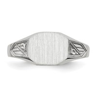 14K White Gold 9.0x 7.0mm Octagon Closed Back Signet Ring view 4