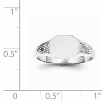 14K White Gold 9.0x 7.0mm Octagon Closed Back Signet Ring view 5