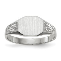 14K White Gold 9.0x 7.0mm Octagon Closed Back Signet Ring view 1