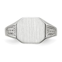 14K White Gold 10.5x 9.0mm Octagon Closed Back Signet Ring view 4