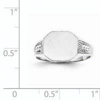 14K White Gold 10.5x 9.0mm Octagon Closed Back Signet Ring view 5