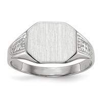 14K White Gold 10.5x 9.0mm Octagon Closed Back Signet Ring view 1