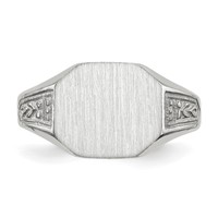 14K White Gold 11.0x 9.0mm Octagon Closed Back Signet Ring view 4