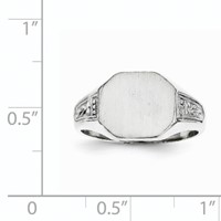 14K White Gold 11.0x 9.0mm Octagon Closed Back Signet Ring view 5