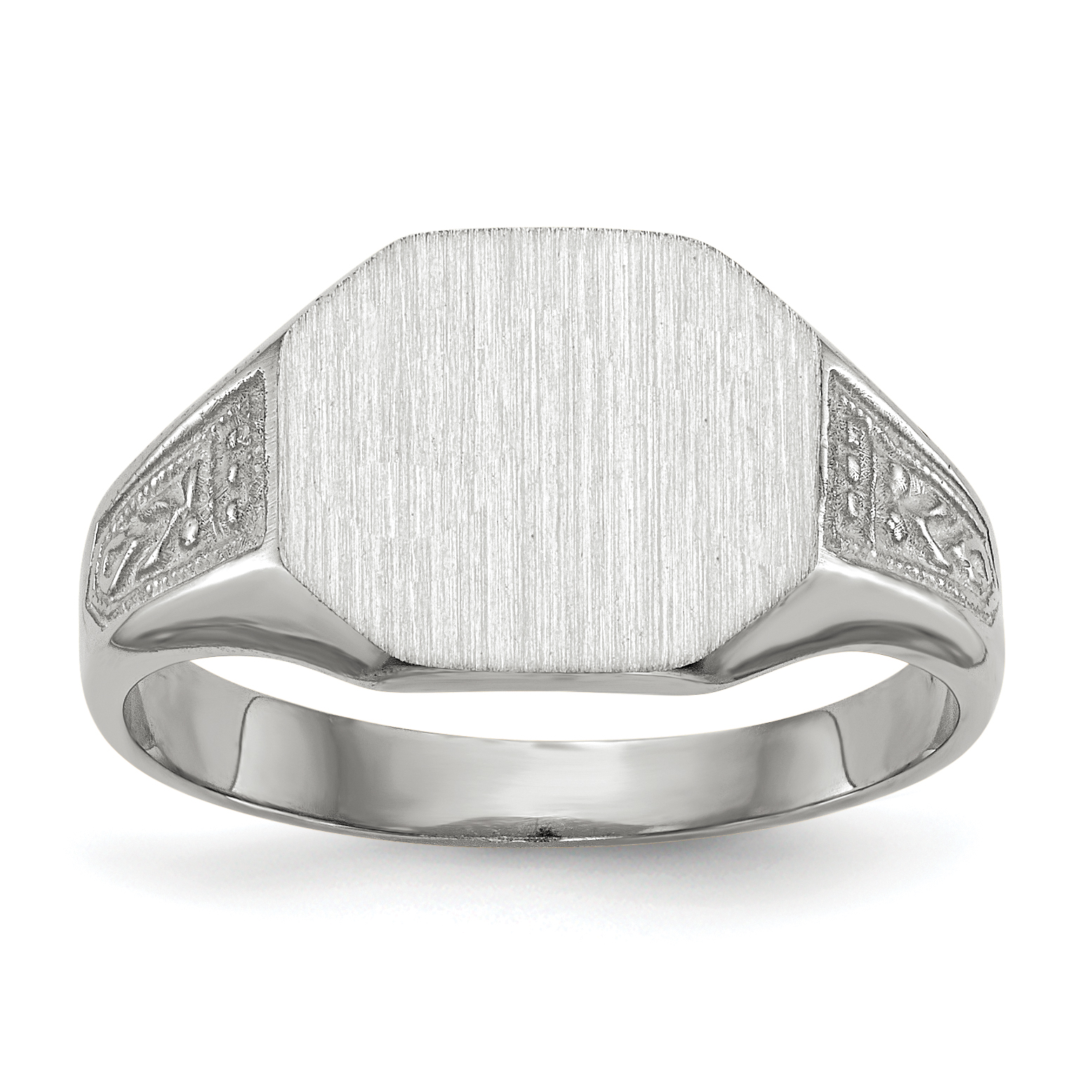 14k White Gold 11.0x9.0mm Closed Back Signet Ring (RS632)