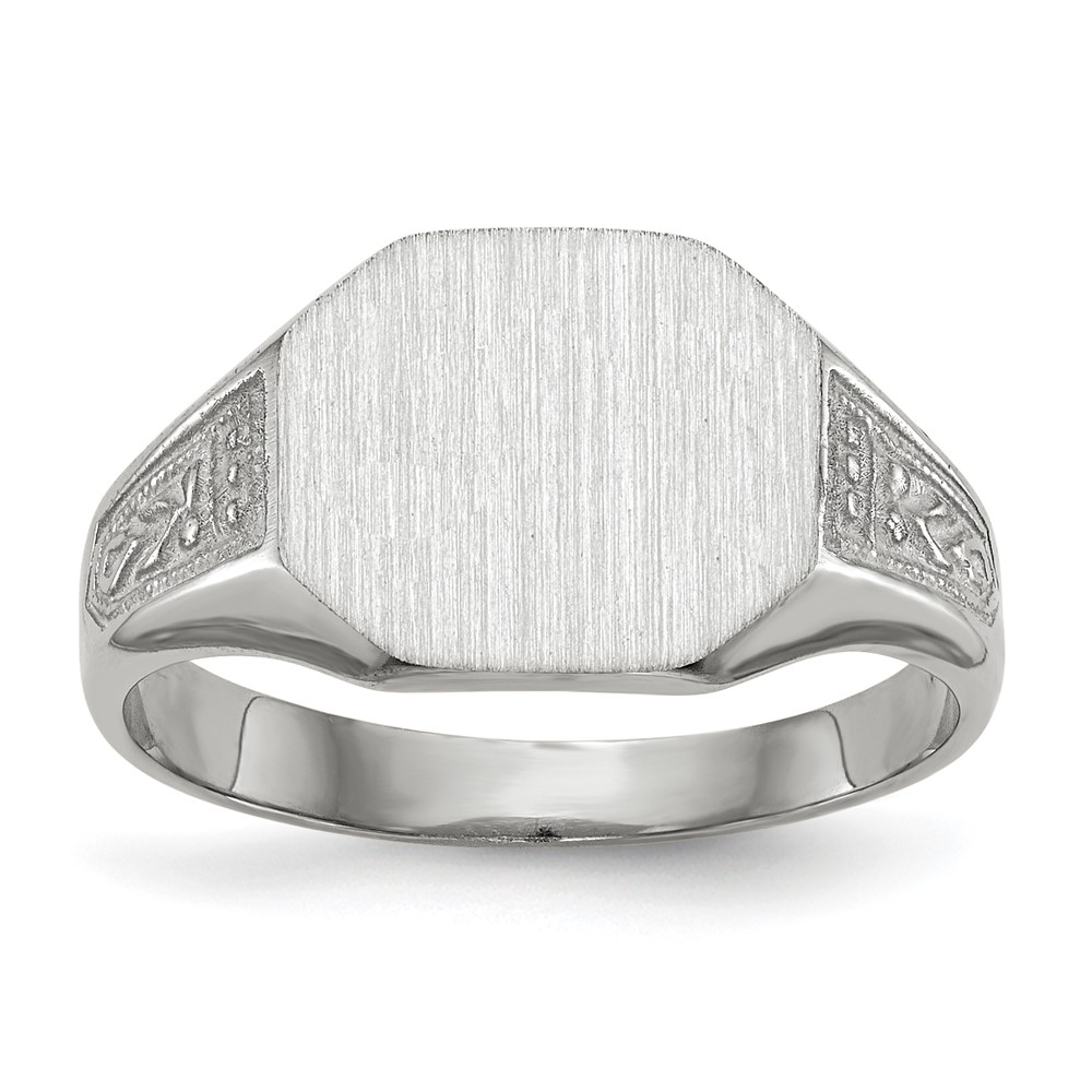 14k White Gold 9.0×11.0mm Closed Back Signet Ring