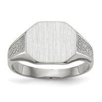 14K White Gold 11.0x 9.0mm Octagon Closed Back Signet Ring view 1
