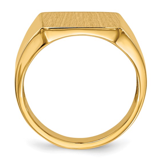 14k 13.5x15.0mm Rectangle Open Back Mens Signet Ring