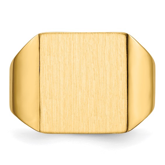 14k 13.5x15.0mm Rectangle Open Back Mens Signet Ring