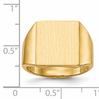 14K Yellow Gold 13.5x15.0mm Rectangle Open Back Mens Signet Ring view 5