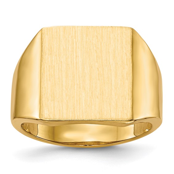 14k 13.5x15.0mm Rectangle Open Back Mens Signet Ring