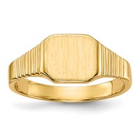 14K Yellow Gold 6.5x 6.0mm Closed Back Square Signet Ring, Size 2 view 1