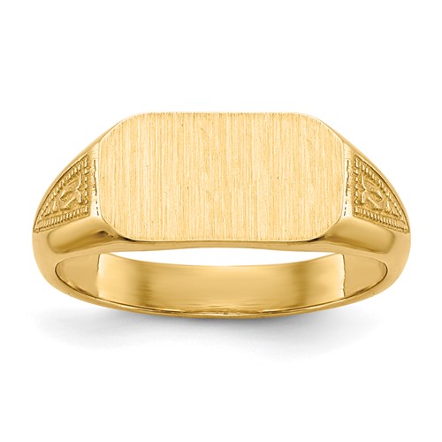 14K Yellow Gold 10.0x 5.5mm Closed Back Octagonal Signet Ring, Size 3