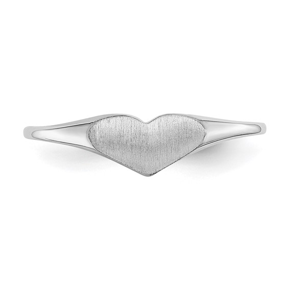 14k White Gold 8.0x4.0mm Open Back Size 4 Childs Heart Signet Ring