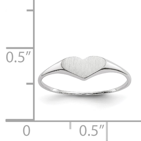 14k White Gold 8.0x4.0mm Open Back Size 4 Childs Heart Signet Ring