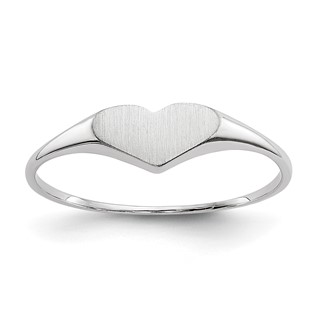 14k White Gold 8.0x4.0mm Open Back Size 4 Childs Heart Signet Ring