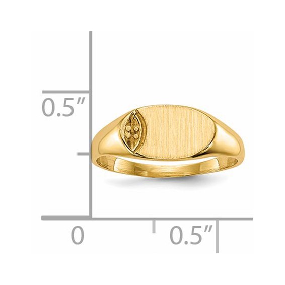 14k Holds 1-1.0mm Stone 10x6mm Closed Back Size 4 Childs Oval Signet Ring Mounting