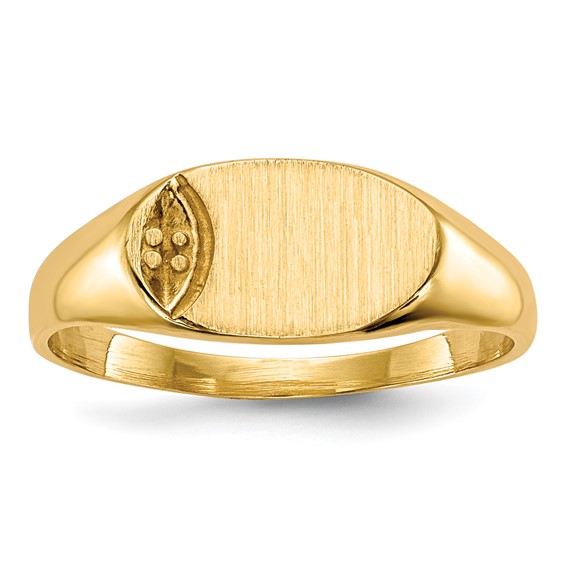 14k Holds 1-1.0mm Stone 10x6mm Closed Back Size 4 Childs Oval Signet Ring Mounting