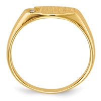 14K 1 2 Point VS Diamond 10x6mm Closed Back Size 4 Oval Signet Ring view 2