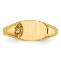 14K 1 2 Point VS Diamond 10x6mm Closed Back Size 4 Oval Signet Ring view 4