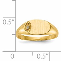 14K 1 2 Point VS Diamond 10x6mm Closed Back Size 4 Oval Signet Ring view 5