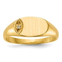 14K 1 2 Point VS Diamond 10x6mm Closed Back Size 4 Oval Signet Ring view 1