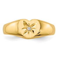 14K 1 2 Point AA Diamond 7.0x6.0mm Open Back Size 3 Heart Signet Ring view 4