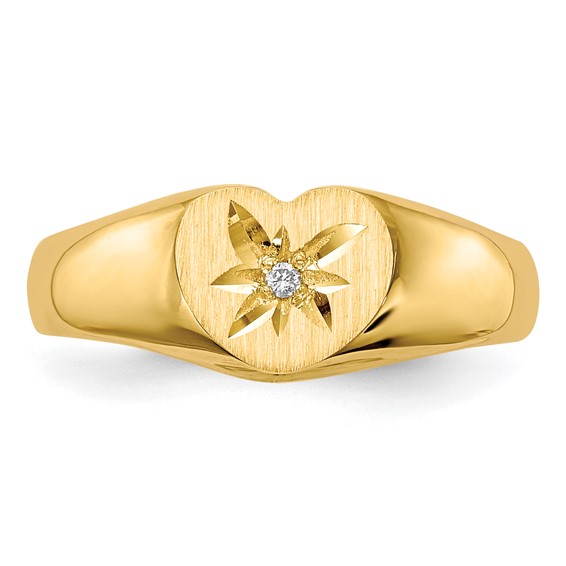 Gold Polished Children's Diamond Signet Rings
