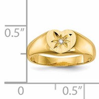 14K 1 2 Point AA Diamond 7.0x6.0mm Open Back Size 3 Heart Signet Ring view 5