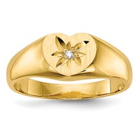 14K 1 2 Point AA Diamond 7.0x6.0mm Open Back Size 3 Heart Signet Ring view 1