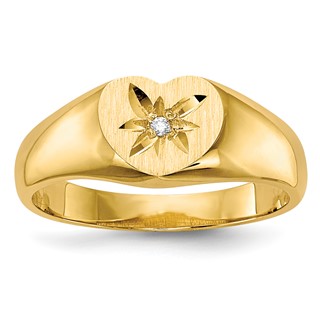 Gold Polished Children's Diamond Signet Rings