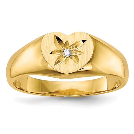 Gold Polished Children's Diamond Signet Rings