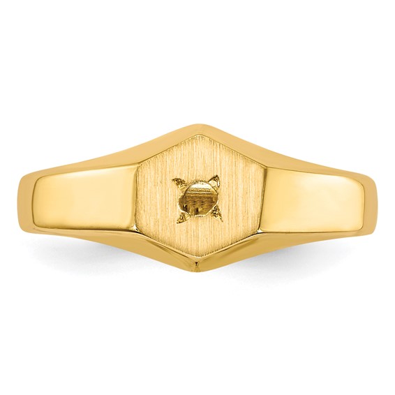 14k Holds 1-1.6mm Stone 5.0x5.0mm Open Back Size 3 Childs Hexagonal Signet Ring Mounting