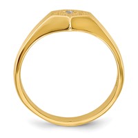 14K Yellow Gold .02 Carat a Diamond 5.0x5.0mm Open Back Hexagonal Signet Ring - Size 3 view 2