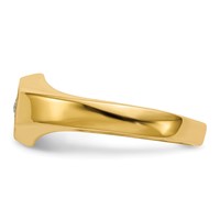 14K Yellow Gold .02 Carat a Diamond 5.0x5.0mm Open Back Hexagonal Signet Ring - Size 3 view 3