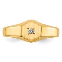 14K Yellow Gold .02 Carat a Diamond 5.0x5.0mm Open Back Hexagonal Signet Ring - Size 3 view 4