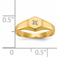 14K Yellow Gold .02 Carat a Diamond 5.0x5.0mm Open Back Hexagonal Signet Ring - Size 3 view 5