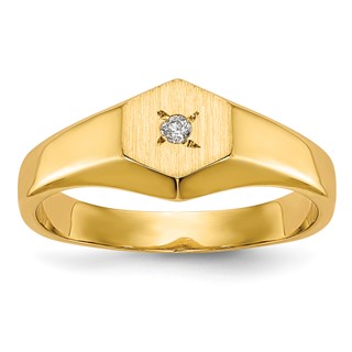 Gold Polished Children's Diamond Signet Rings
