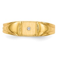 14K 1 2 Point Aaa Diamond 4.5x4.5mm Closed Back Size 3 Square Signet Ring view 4