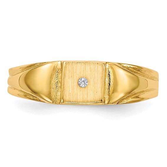 Gold Polished Children's Diamond Signet Rings